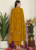 Mustard Salwar Suit in Chiffon with Embroidered - 2