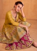 Mustard Salwar Suit in Chinon with Embroidered - 1