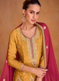 Mustard Salwar Suit in Chinon with Embroidered - 2
