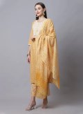 Mustard Salwar Suit in Cotton  with Embroidered - 1
