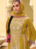 Mustard Salwar Suit in Silk with Embroidered - 2
