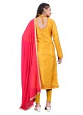 Mustard Silk Embroidered Straight Salwar Suit for Casual - 3
