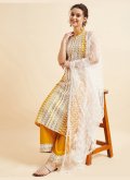 Mustard Straight Salwar Kameez in Rayon with Embroidered - 1