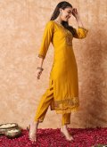 Mustard Trendy Salwar Suit in Viscose with Embroidered - 3