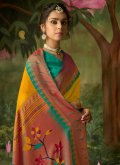 Mustard Trendy Saree in Brasso with Woven - 1