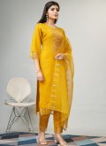 Mustard Viscose Embroidered Trendy Salwar Kameez - 2