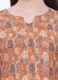 Mustard Viscose Printed Party Wear Kurti for Casual - 1