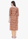 Mustard Viscose Printed Party Wear Kurti for Casual - 2