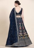 Navy Blue A Line Lehenga Choli in Georgette with Multi - 3