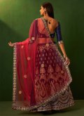 Navy Blue A Line Lehenga Choli in Silk with Embroidered - 2