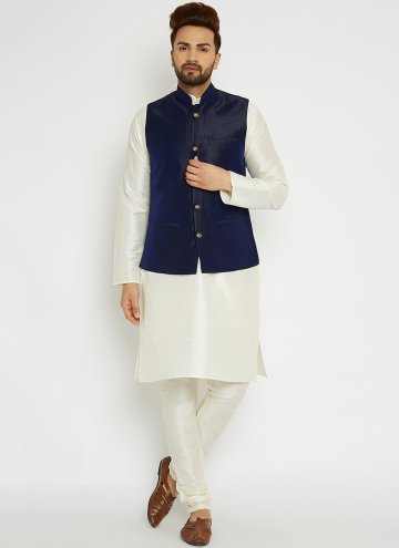 Navy Blue and White Kurta Payjama With Jacket in A