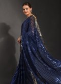 Navy Blue Classic Designer Saree in Georgette with Embroidered - 2