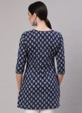 Navy Blue color Cotton  Party Wear Kurti with Printed - 2