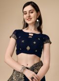 Navy Blue color Embroidered Georgette Classic Designer Saree - 1