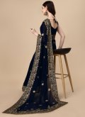 Navy Blue color Embroidered Georgette Classic Designer Saree - 2
