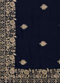 Navy Blue color Embroidered Georgette Classic Designer Saree - 3