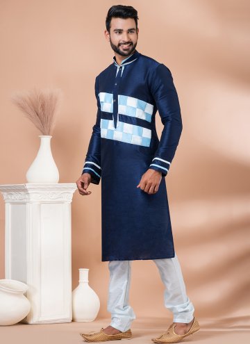 Navy Blue color Fancy work Banarasi Kurta Pyjama