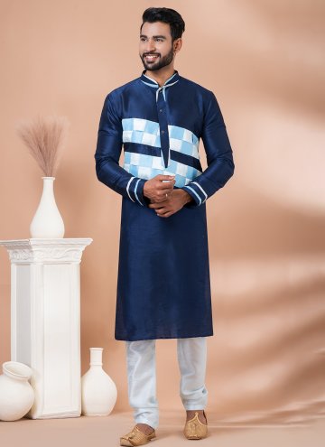 Navy Blue color Fancy work Banarasi Kurta Pyjama