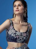 Navy Blue color Georgette A Line Lehenga Choli with Cord - 4