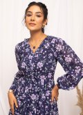 Navy Blue color Georgette Casual Kurti with Designer - 1