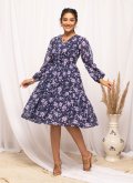 Navy Blue color Georgette Casual Kurti with Designer - 3