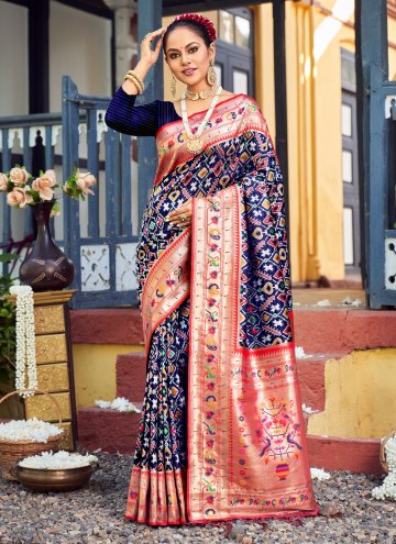 Navy Blue color Patola Silk Designer Traditional Saree with Woven