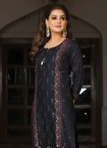Navy Blue color Rayon Casual Kurti with Printed - 1