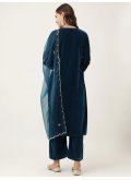 Navy Blue color Velvet Trendy Salwar Suit with Hand Work - 3