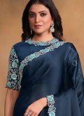 Navy Blue Contemporary Saree in Georgette with Cord - 1
