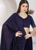 Navy Blue Contemporary Saree in Georgette with Embroidered - 1