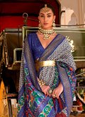 Navy Blue Contemporary Saree in Silk with Woven - 1