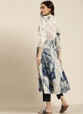Navy Blue Cotton  Abstract Print Casual Kurti for Ceremonial - 1