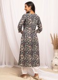 Navy Blue Cotton  Printed Casual Kurti for Casual - 2