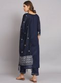 Navy Blue Cotton Silk Woven Trendy Salwar Suit - 1