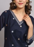 Navy Blue Cotton Silk Woven Trendy Salwar Suit - 3