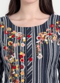 Navy Blue Designer Kurti in Cotton  with Embroidered - 4