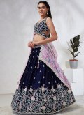Navy Blue Georgette Embroidered Lehenga Choli for Ceremonial - 3