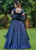 Navy Blue Georgette Embroidered Readymade Lehenga Choli for Ceremonial - 1