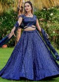 Navy Blue Georgette Embroidered Readymade Lehenga Choli for Ceremonial - 2