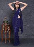 Navy Blue Imported Border Contemporary Saree for Engagement - 2