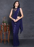 Navy Blue Imported Border Contemporary Saree for Engagement - 3