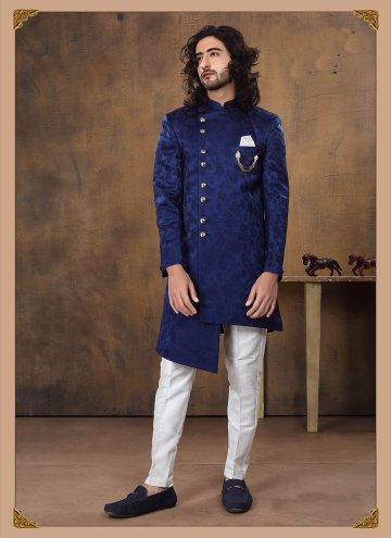 Navy Blue Indo Western in Imported with Fancy work