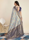 Navy Blue Kanjivaram Silk Woven Trendy Saree for Ceremonial - 2