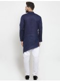 Navy Blue Kurta Pyjama in Cotton  with Plain Work - 1