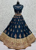 Navy Blue Silk Embroidered Designer Lehenga Choli for Reception - 1