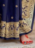 Navy Blue Silk Woven Classic Designer Saree for Ceremonial - 2