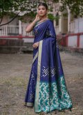Navy Blue Silk Woven Designer Saree for Ceremonial - 3