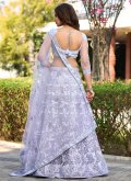 Net A Line Lehenga Choli in Lavender Enhanced with Embroidered - 1