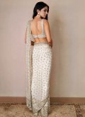 Net Classic Designer Saree in Off White Enhanced with Embroidered - 1