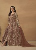 Net Pant Style Suit in Brown Enhanced with Embroidered - 2